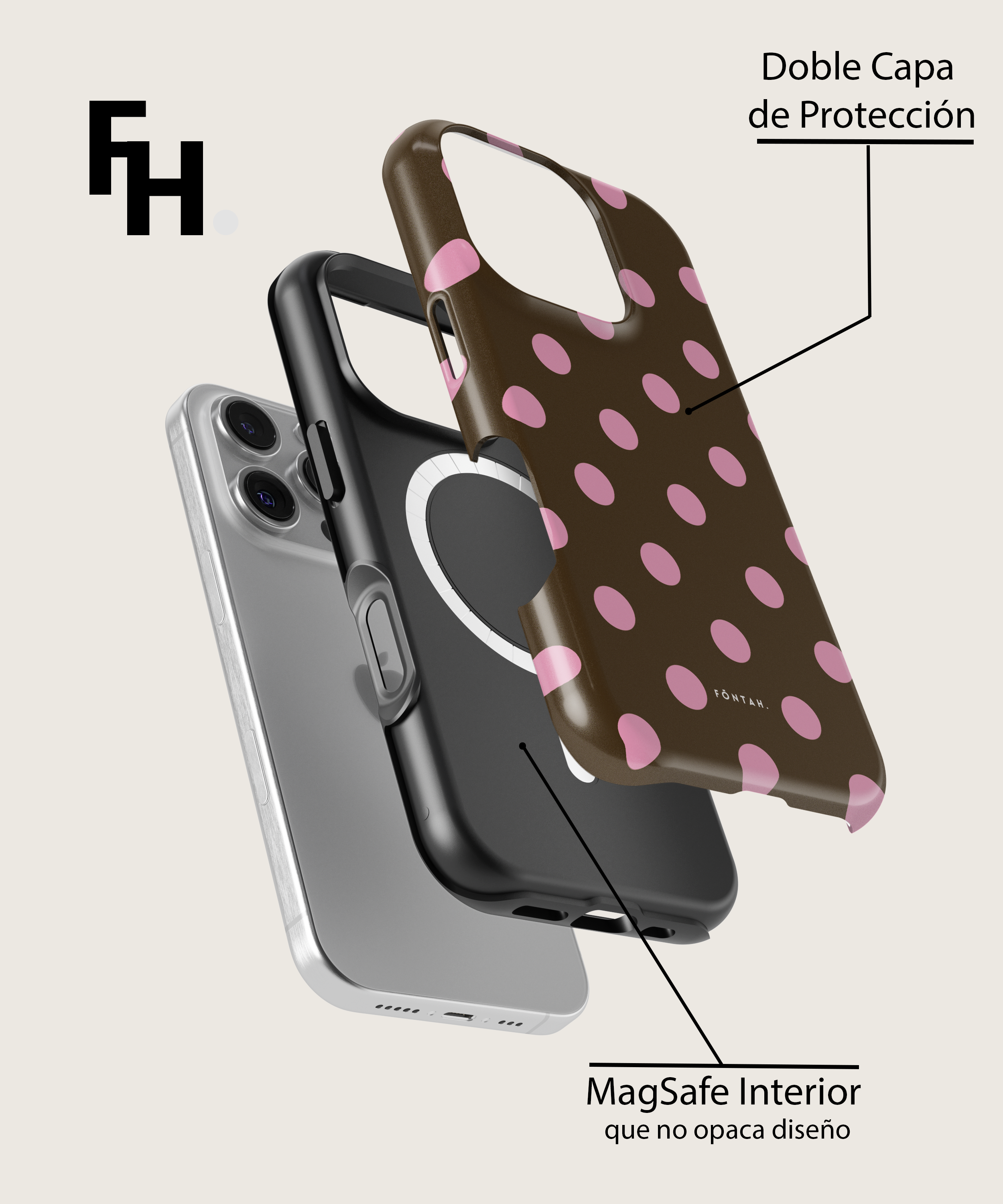 Polka dots marron pink