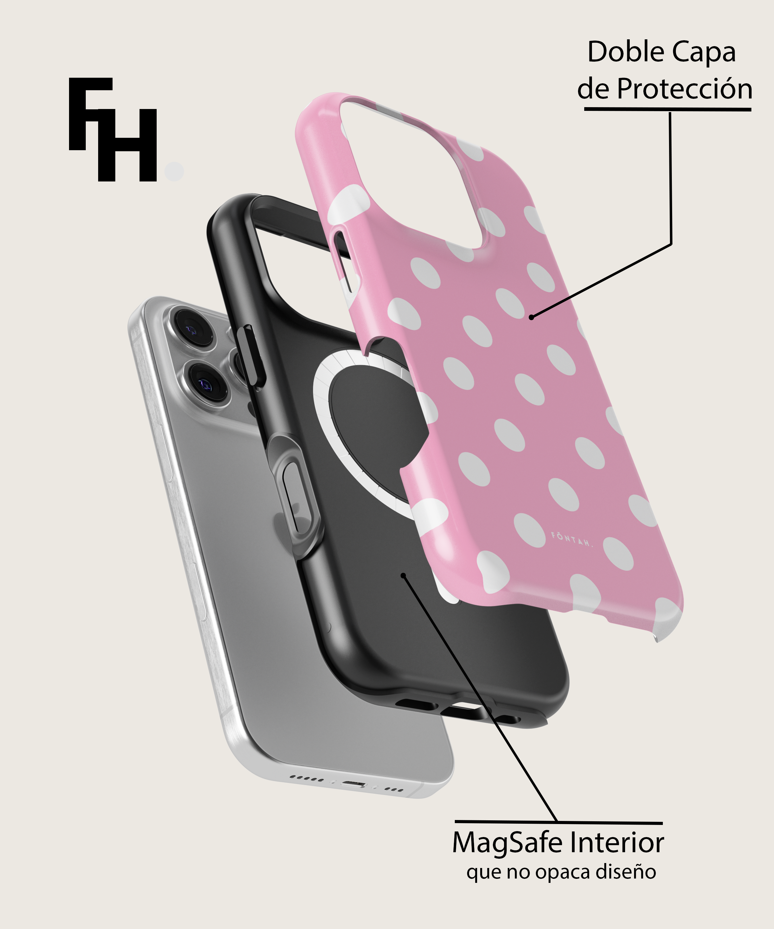Polka dots white pink